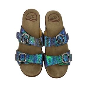 Dansko Iridescent Leather Buckle Sandals Women's Slides 36/6
